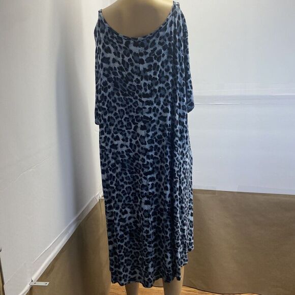 Jollie Lovin Woman's Short Sleeve Swing Dress Size 5X Leopard Print Blue Pockets - Picture 15 of 16